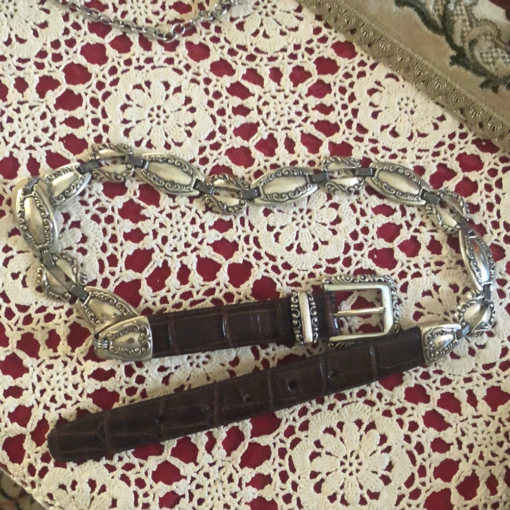 Brighton leather & chain belt 48809 Great hardware
